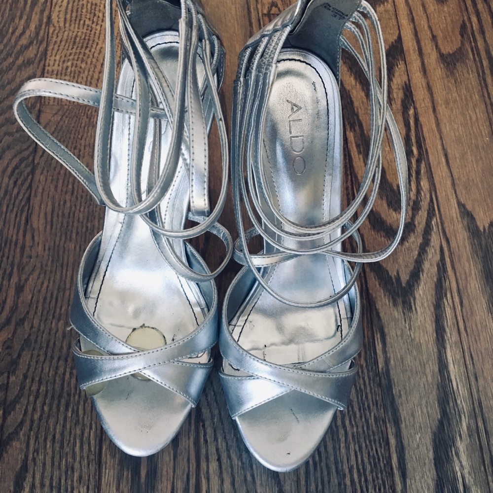 Aldo silver heels, size 38